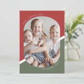 POPPY赤い緑のユニーククリスマス家族クリスマスフォト シーズンカード (スタンド正面)