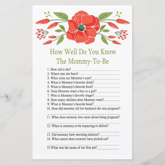 Poppy赤ちゃんシャワーゲームをどれだけ知っているか (正面)