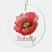 Poppy AUGUST Birthday Red Poppies Birth Flower セラミックオーナメント (左)