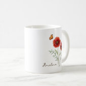Poppy Birth Month Flower コーヒーマグカップ (正面右)