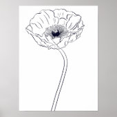 Poppy Botanical Line Art ポスター (正面)