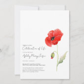 Poppy Celebration of Life Funeral Invitation 招待状 (正面)
