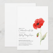 Poppy Celebration of Life Funeral Invitation 招待状 (正面/裏面)