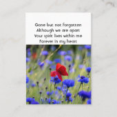 Poppy Cornflower Meadow  Memorial Pocket Keepsake 名刺 (正面)