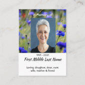 Poppy Cornflower Meadow  Memorial Pocket Keepsake 名刺 (裏面)