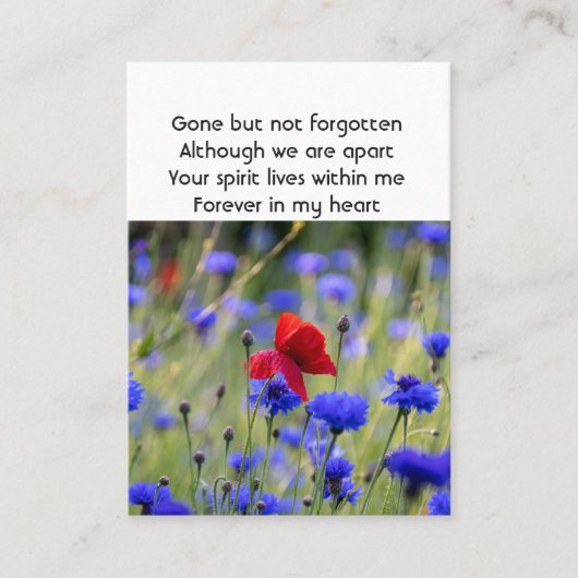 Poppy Cornflower Meadow  Memorial Pocket Keepsake 名刺 (正面)
