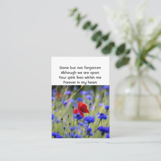Poppy Cornflower Meadow  Memorial Pocket Keepsake 名刺 (スタンド正面)