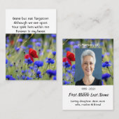 Poppy Cornflower Meadow  Memorial Pocket Keepsake 名刺 (正面/裏面)