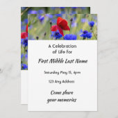 Poppy Cornflower Meadow  Memorial Pocket Keepsake 招待状 (正面/裏面)