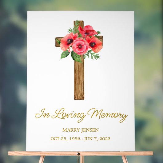 Poppy cross Memorial Funeral アクリルサイン (ニュートラル)