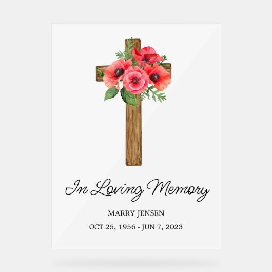 Poppy cross Memorial Funeral アクリルサイン (正面)