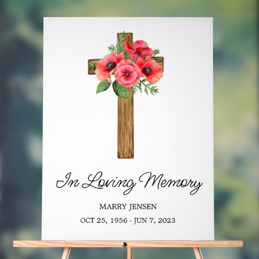 Poppy cross Memorial Funeral アクリルサイン (ニュートラル)