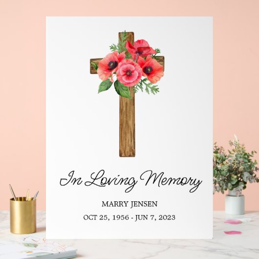 Poppy cross Memorial Funeral アクリルサイン (ウェディング)