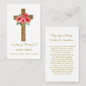 Poppy Cross Memorial Funeral Prayer Card 名刺 (正面/裏面)