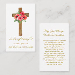 Poppy Cross Memorial Funeral Prayer Card 名刺