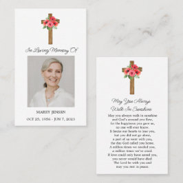 Poppy Cross Memorial Photo Funeral Prayer Card 名刺