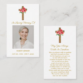 Poppy Cross Memorial Photo Funeral Prayer Card 名刺