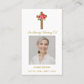 Poppy Cross Memorial Photo Funeral Prayer Card 名刺 (正面)