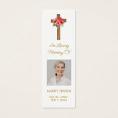 Poppy Cross Photo Funeral Bookmark (正面)