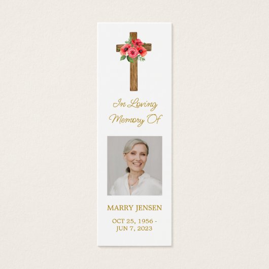Poppy Cross Photo Funeral Bookmark (正面)