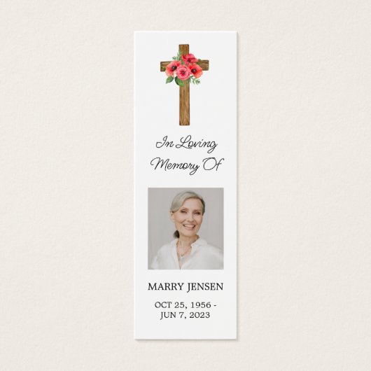 Poppy Cross Photo Funeral Bookmark (正面)