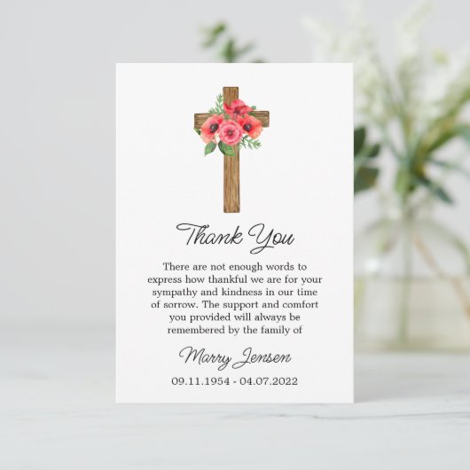 Poppy Cross Sympathy Thank You Card サンキューカード (スタンド正面)