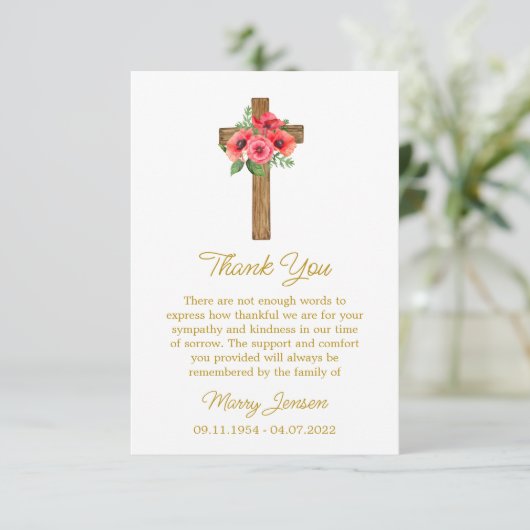 Poppy Cross Sympathy Thank You Card サンキューカード (スタンド正面)