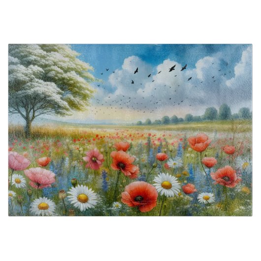 Poppy Daisy Meadow Cutting Board カッティングボード (正面)