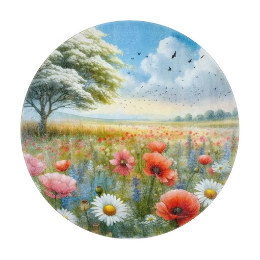 Poppy Daisy Meadow Cutting Board カッティングボード (正面)