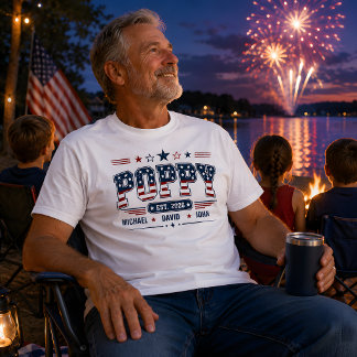 Poppy Est 2026 USA愛国旗カスタムキッズネーム Tシャツ