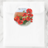 POPPY FIELDテキストを追加するクラシックラウンドステッカー ラウンドシール (バッグ)