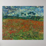 Poppy Field by Vincent Van Gogh ポスター<br><div class="desc">Poppy Field by Vincent Van Gogh, oil on canvas 1890, is a landscape painting of vast fields of brilliant red poppy flowers stretching to the distant tree lines and rolling hills. Busy, swirling, thickly and vigorously applied brush strokes of contrasting and complementary colors lead the viewer’s eye ceaselessly around the...</div>