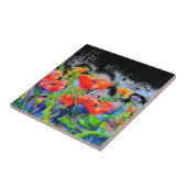 Poppy Fields – 水カラーフローラ タイル (側面)