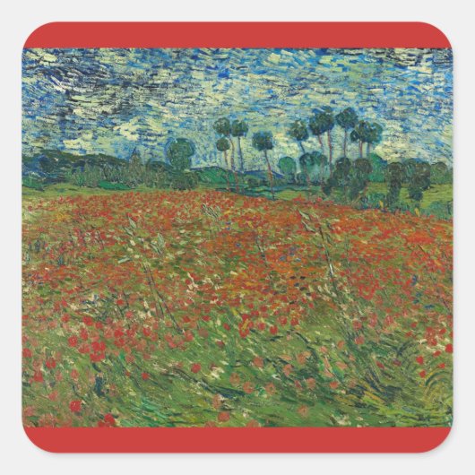 Poppy Fields by Vincent Vanゴッホ スクエアシール (正面)