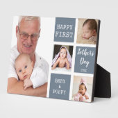 Poppy First Father's Day 4 Photo Collage Gray フォトプラーク (側面)