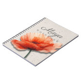 Poppy Floral Notebook Name | Red Flower Journal ノートブック (左側)