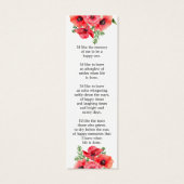 Poppy Floral Photo Funeral Memorial Bookmark (裏面)