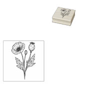 Poppy Flower Botanical Bloom Line Art ラバースタンプ (押印)