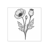 Poppy Flower Botanical Bloom Line Art ラバースタンプ (インプリント)