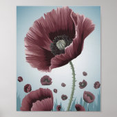 Poppy Flower Field Poster – Minimalist Flat Vector ポスター (正面)