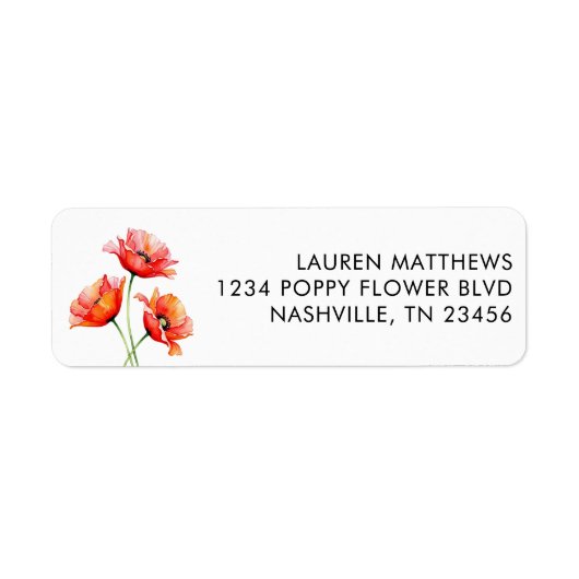 Poppy Flower Floral Orange Spring ラベル (正面)