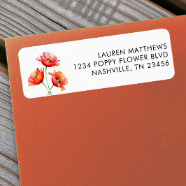 Poppy Flower Floral Orange Spring ラベル