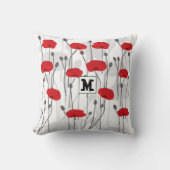 Poppy flower gift botanical pretty monogram クッション (正面)