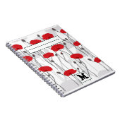 Poppy flower gift botanical pretty monogram ノートブック (右側)