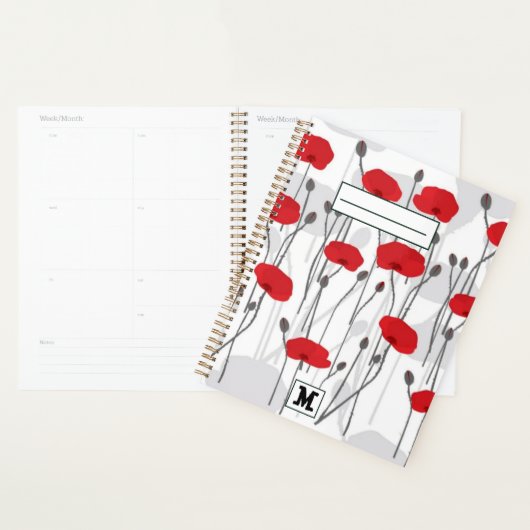 Poppy flower gift botanical pretty monogram プランナー手帳 (ディスプレー)