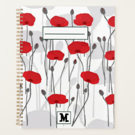 Poppy flower gift botanical pretty monogram プランナー手帳