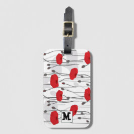 Poppy flower gift botanical pretty monogram ラゲッジタグ