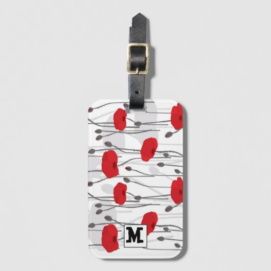 Poppy flower gift botanical pretty monogram ラゲッジタグ (正面縦)