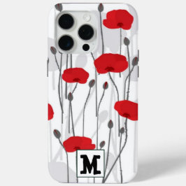 Poppy flower gift botanical pretty monogram iPhone 15 pro maxケース
