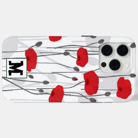 Poppy flower gift botanical pretty monogram Case-Mate iPhoneケース (裏面 (横))